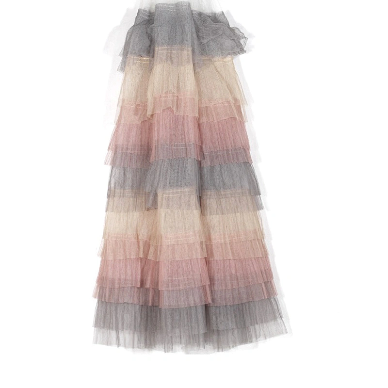 Fashion design multiple colorful layers mesh fabric for women dress