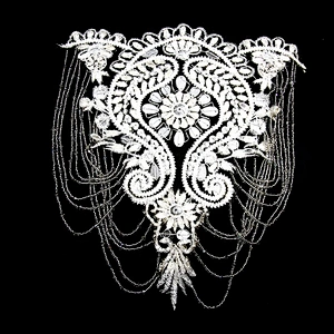 Christmas Cherry Flower Decorative Sew on Rhinestone Beaded Patches Wholesale patches for clothing