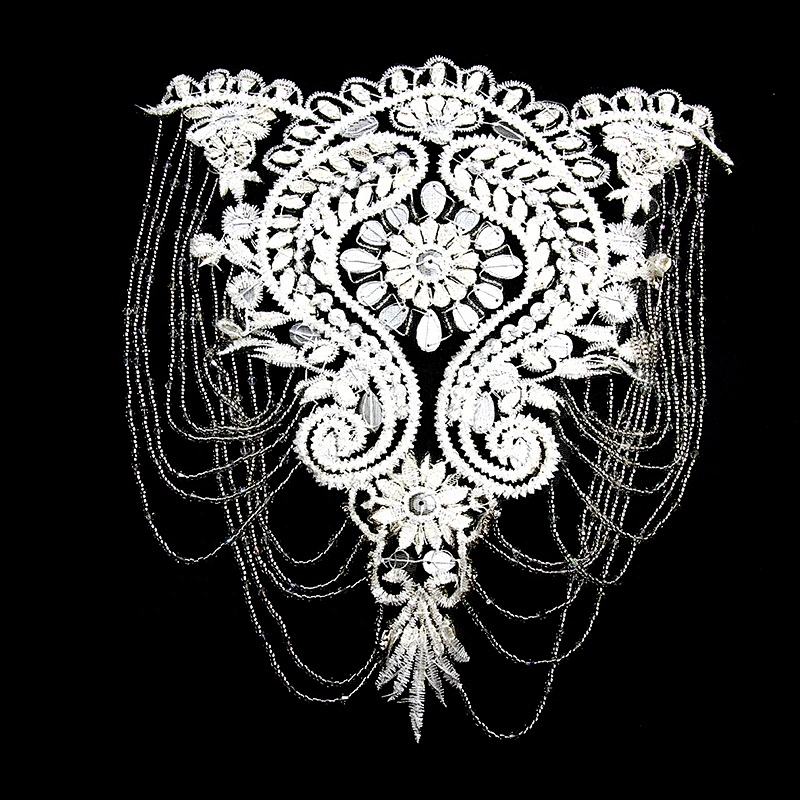 Christmas Cherry Flower Decorative Sew on Rhinestone Beaded Patches Wholesale patches for clothing