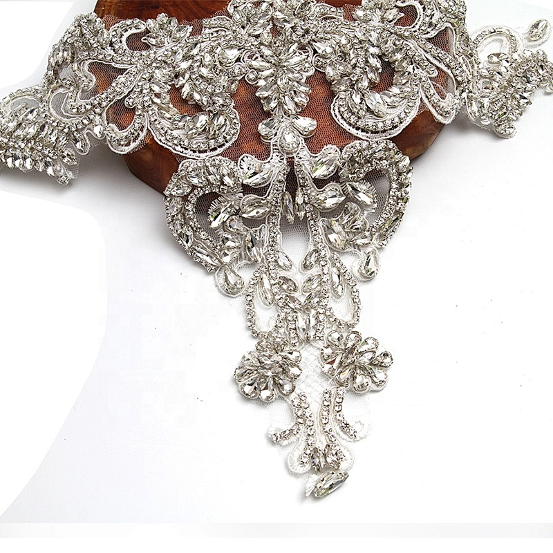 Christmas Cherry Flower Decorative Sew on Rhinestone Beaded Patches Wholesale patches for clothing