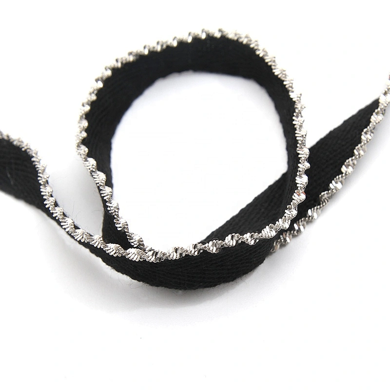 Wholesale Chain lace trim sequins 1.2 cm Sew-On lace trim Polyester Lace trimmings for clothes  Accessories  Cotton