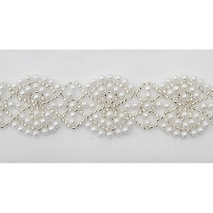 Wholesale Embroidery beaded lace trim 6.2 cm Mesh fabric lace trims beautiful White Accessories for dress 3D wedding Designer