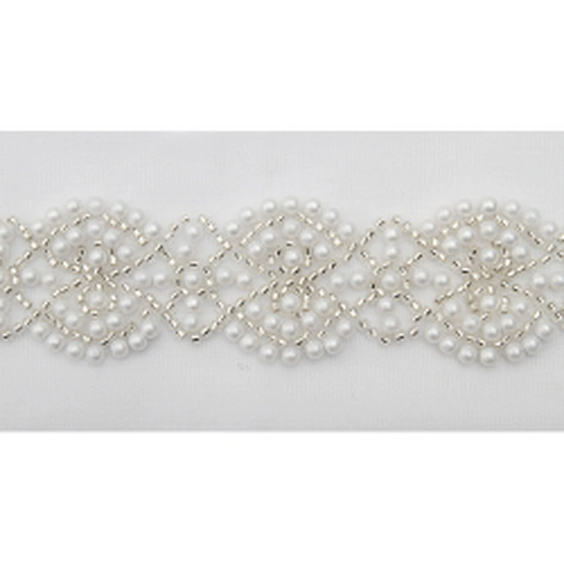 Wholesale Embroidery beaded lace trim 6.2 cm Mesh fabric lace trims beautiful White Accessories for dress 3D wedding Designer