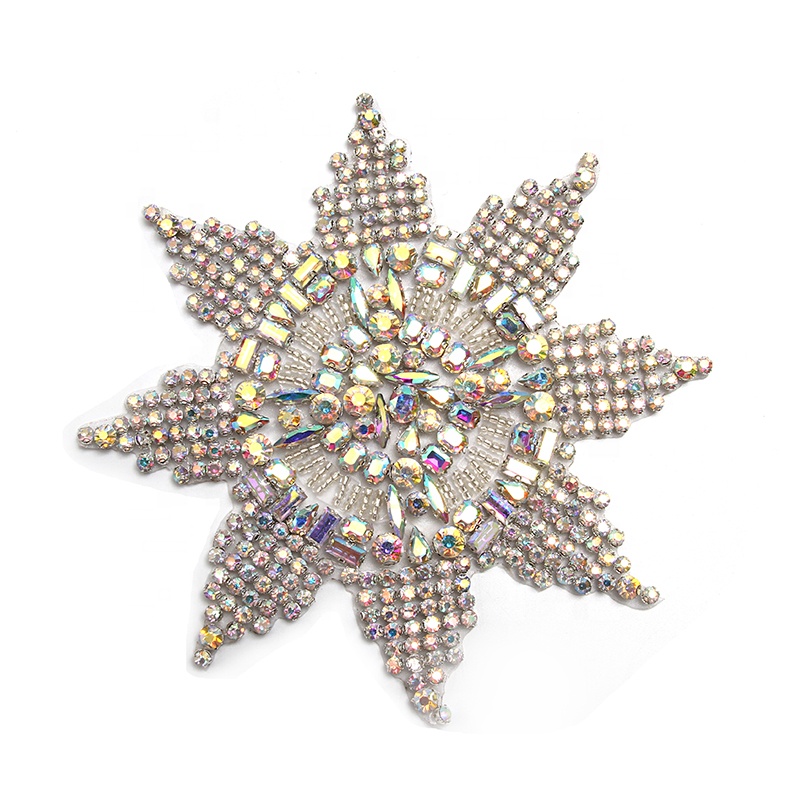 Christmas Cherry Flower Decorative Sew on Rhinestone Beaded Patches Wholesale patches for clothing