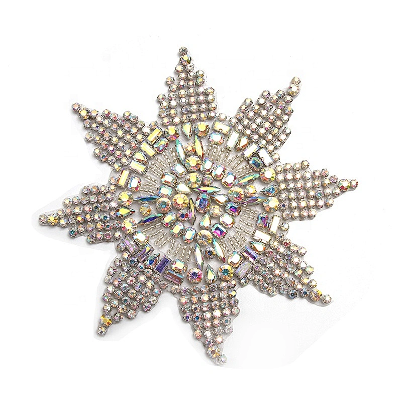 Christmas Cherry Flower Decorative Sew on Rhinestone Beaded Patches Wholesale patches for clothing