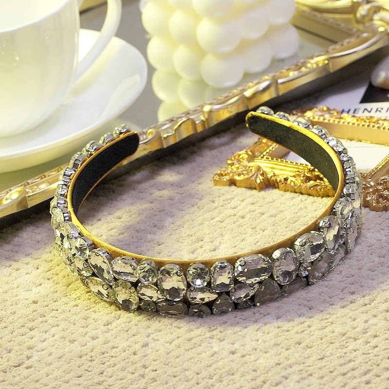 Korean version of rhinestone hairband female glass color simple simple wind lady hairband, headband