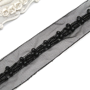 kavatar  wholesale new Handmade Bead lace Embroidered Tulle Trim wedding with Accessories Beads Crystals & Rhinestones