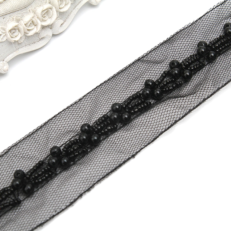 kavatar  wholesale new Handmade Bead lace Embroidered Tulle Trim wedding with Accessories Beads Crystals & Rhinestones