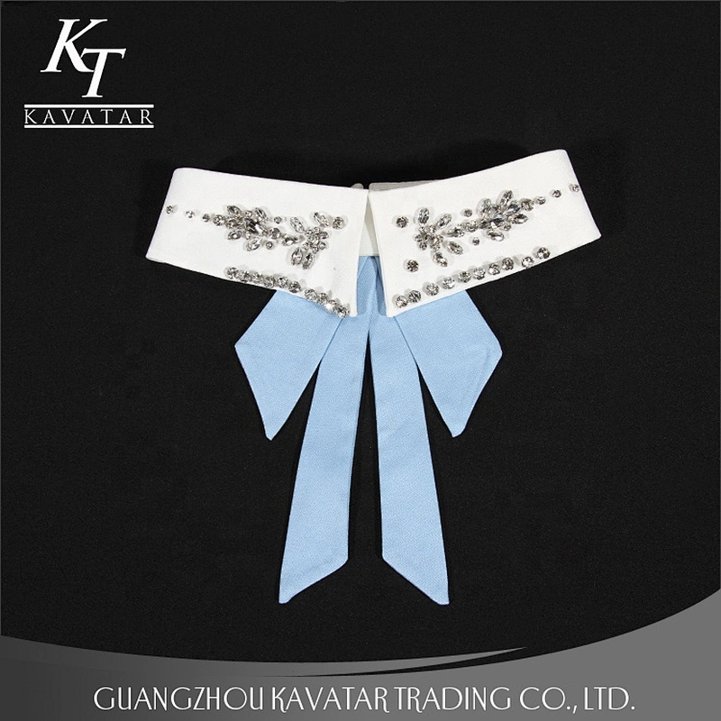 Kavatar Fashion White Detachable Collar With Crystal Rhinestone