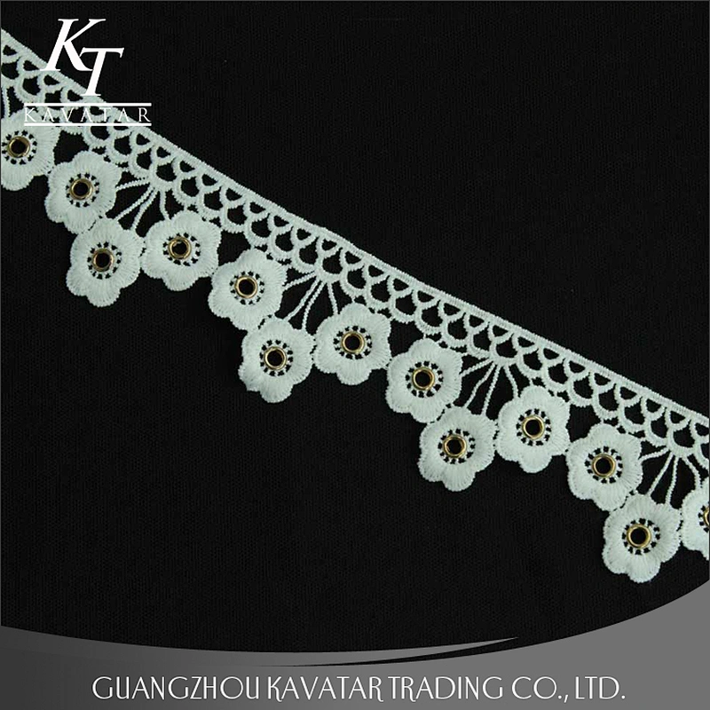 Fashion flower shape eyelet lace for garments new style eyelet lace Eyelet belt