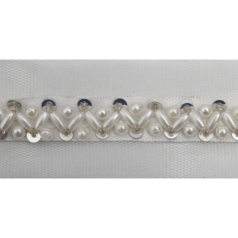 kavatar  wholesale new Handmade Bead lace Embroidered Tulle Trim wedding with Accessories Beads Crystals & Rhinestones