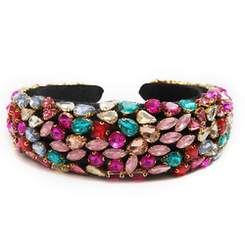 Wholesale rhinestone hair band sponge fleece creative fluffy fashion girl hair band hair band luxury full drill hoop