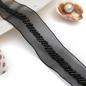 kavatar  wholesale new Handmade Bead lace Embroidered Tulle Trim wedding with Accessories Beads Rhinestones