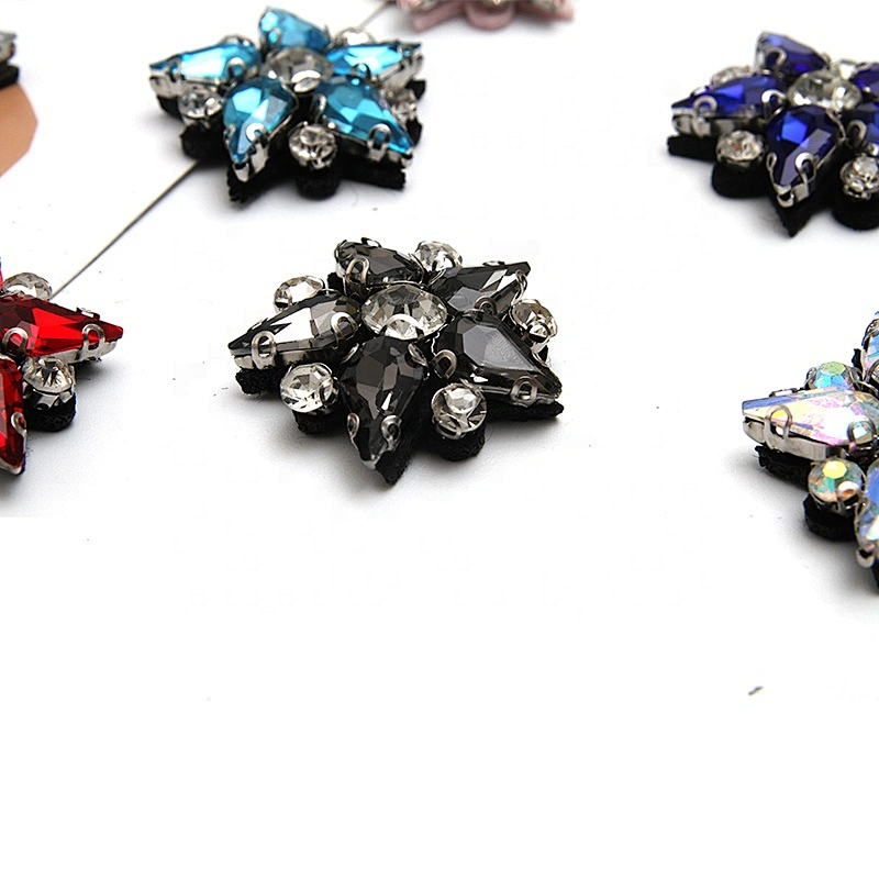 Christmas Cherry Flower Decorative Sew on Rhinestone Beaded Patches Wholesale patches for clothing