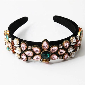 Manufacturer of direct colored beads with pink jewel stone hoops with hand sewn fashionable ethos the latest style hair hoops baroque