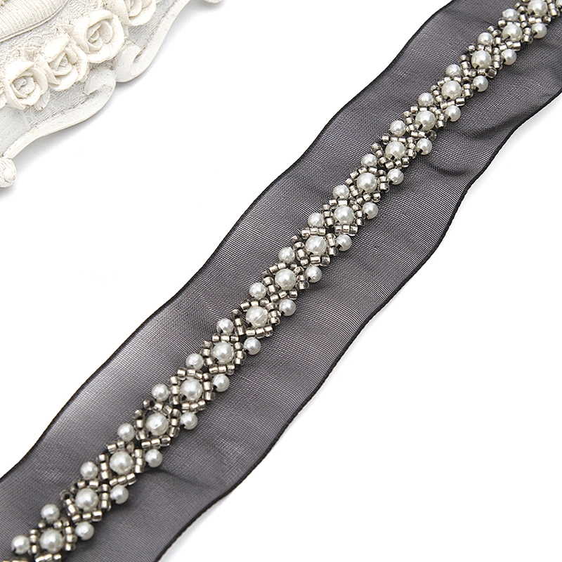 kavatar  wholesale new Handmade Bead lace Embroidered Tulle Trim wedding with Accessories Beads Crystals & Rhinestones