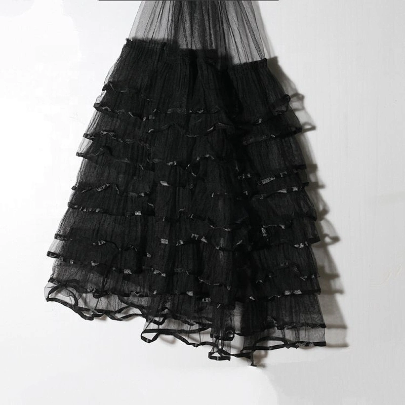 Multiple Layers Black Mesh Fabric For Dress