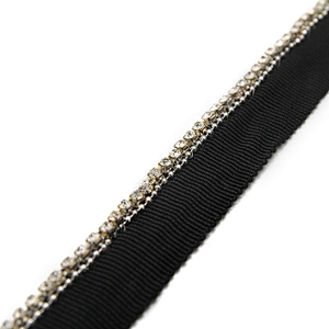 Wholesale Chain lace trim Rhinestone 1.6 cm Sew-On  stretch lace trim Woven tape beaded lace trimmings for dresses