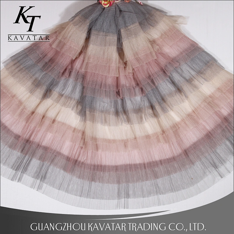 Fashion design multiple colorful layers mesh fabric for women dress