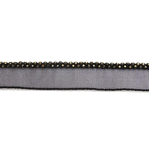 Wholesale Chain lace trim beaded 1 cm Sew-On lace trim Polyester net mesh Lace trimmings for clothes  Accessories