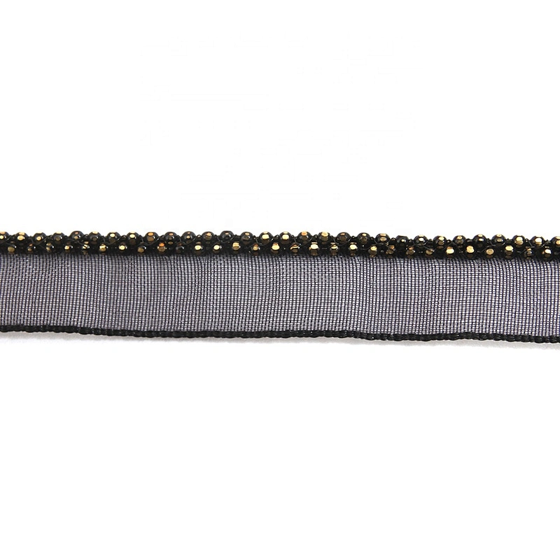 Wholesale Chain lace trim beaded 1 cm Sew-On lace trim Polyester net mesh Lace trimmings for clothes  Accessories