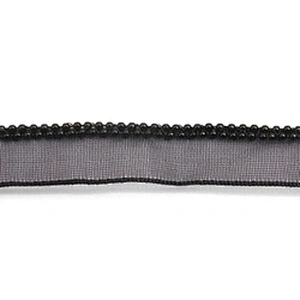 Wholesale Chain lace trim black beaded 1.1 cm Sew-On lace trim Polyester net mesh Lace trimmings for clothes  Accessories