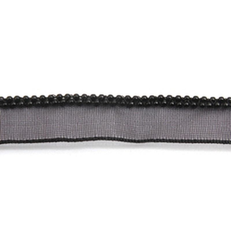 Wholesale Chain lace trim black beaded 1.1 cm Sew-On lace trim Polyester net mesh Lace trimmings for clothes  Accessories