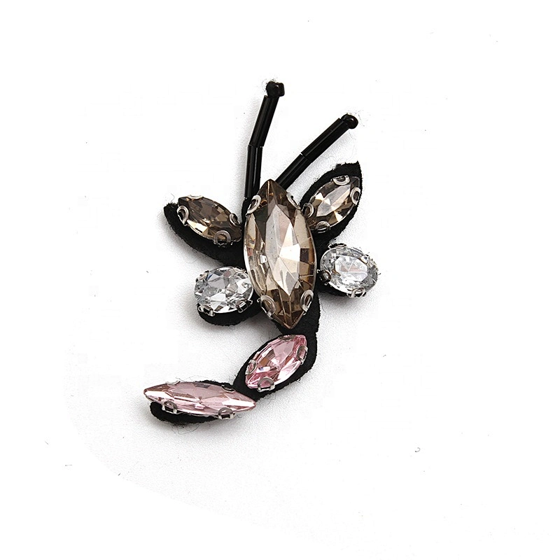 Christmas Cherry Flower Decorative sew-on patches Rhinestone Beaded Patches Wholesale patches for clothing