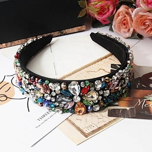 Manufacturer of direct colored beads with pink jewel stone hoops with hand sewn fashionable ethos the latest style hair hoops baroque