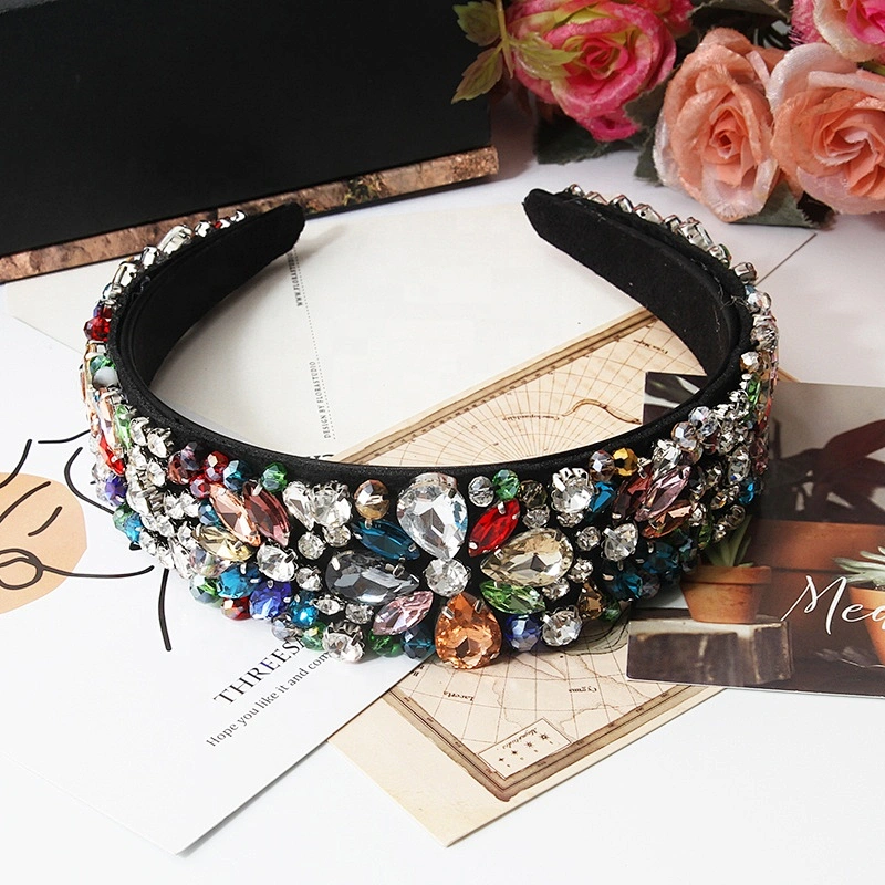 Manufacturer of direct colored beads with pink jewel stone hoops with hand sewn fashionable ethos the latest style hair hoops baroque