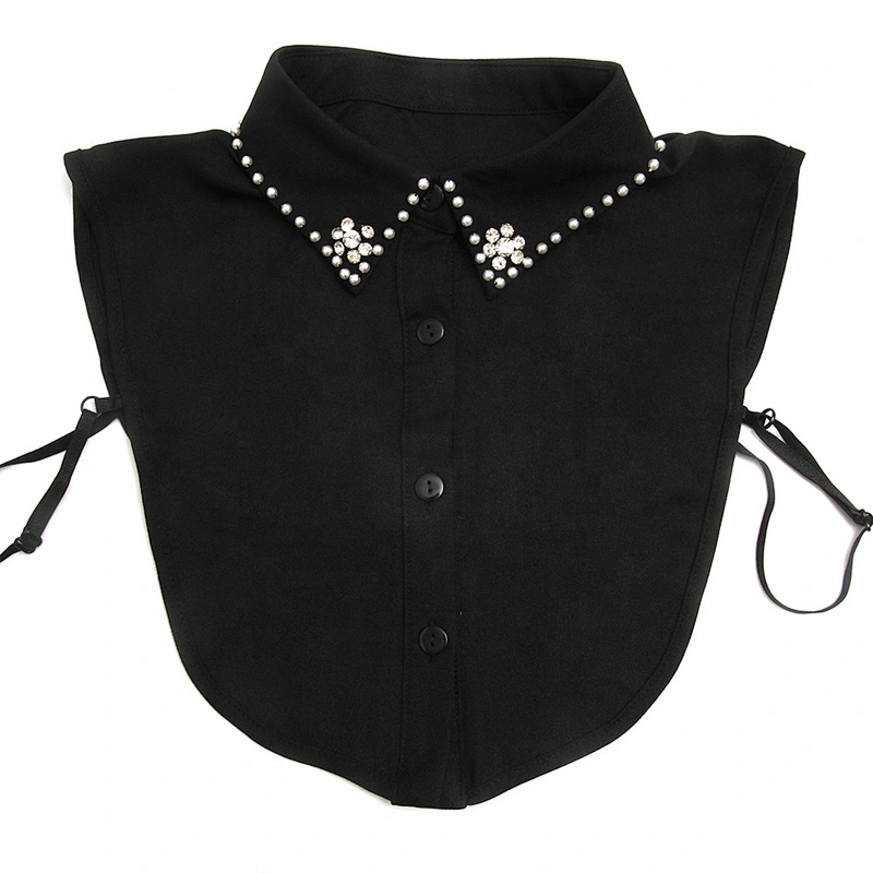 Autumn winter shirt collar versatile Korean water soluble shirt court  studded diamond base lace collar fake