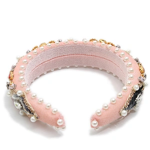 wholesale Hair Decoration Velour Crystal And Rhinestone Cup chain Decorated hair accessories Hairbands WOMEN HEADBAND