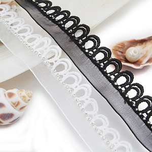 Wholesale Chain lace trim rhinestone 2.3 cm Sew-On lace trim Polyester net mesh Lace trimmings wedding for clothes  Accessories