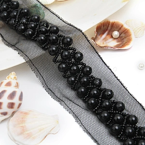 kavatar  wholesale new Handmade Bead lace Embroidered Tulle Trim wedding with Accessories Beads Crystals & Rhinestones