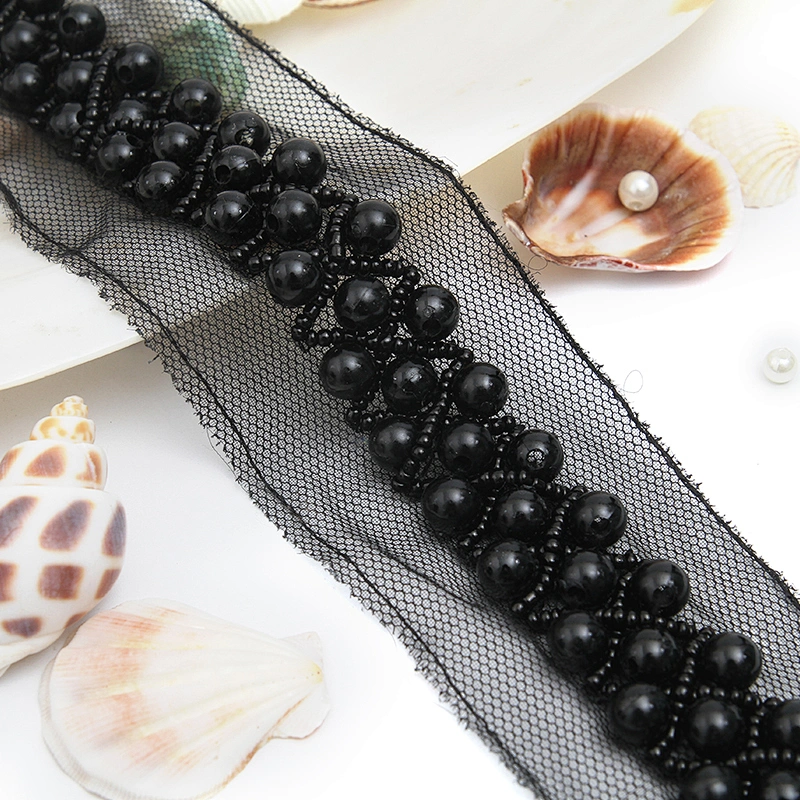 kavatar  wholesale new Handmade Bead lace Embroidered Tulle Trim wedding with Accessories Beads Crystals & Rhinestones