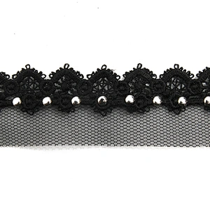 Wholesale 3cm Size Studs trim ribbon diy handmade costume dress sewing bead lace trim Design Rivets Trims