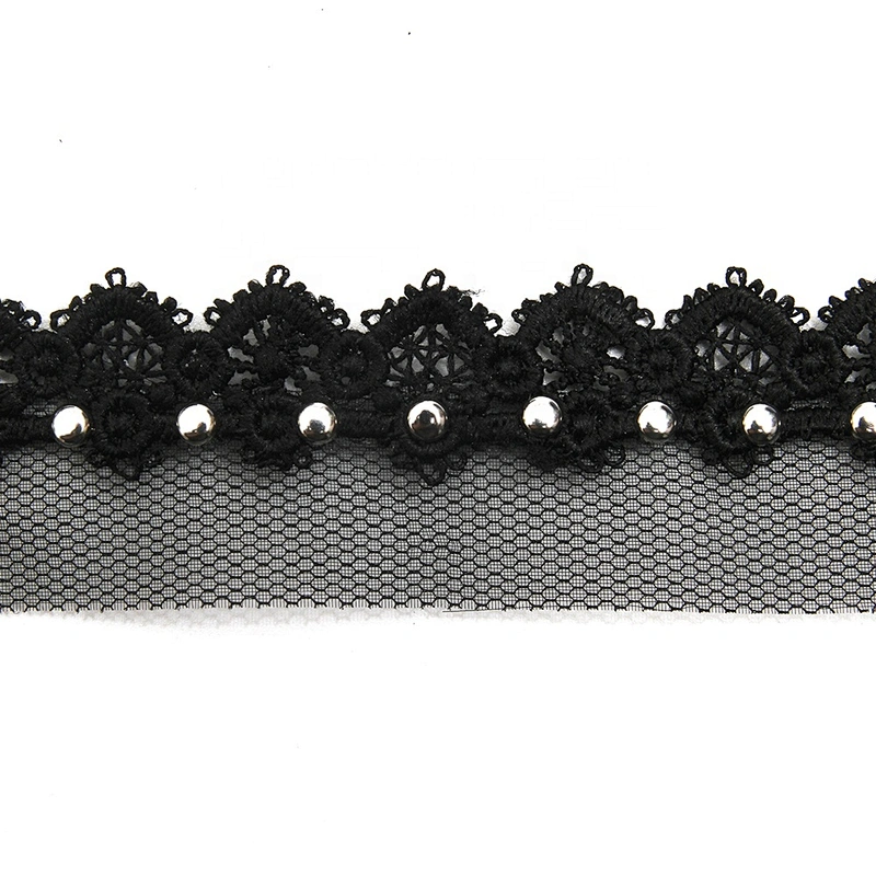 Wholesale 3cm Size Studs trim ribbon diy handmade costume dress sewing bead lace trim Design Rivets Trims