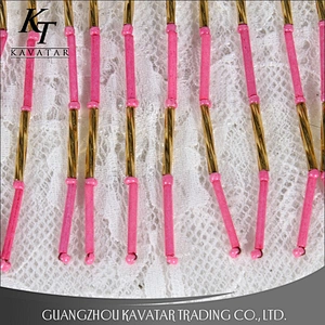 High quality 7.5cm Width Pink Beaded Fringe Tassel Trim For Decoration