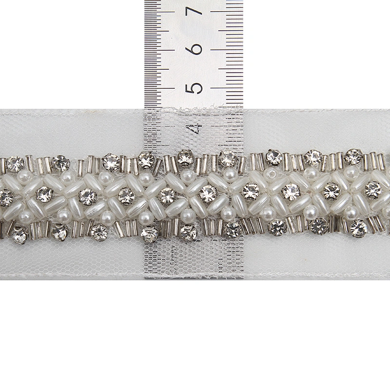 kavatar  wholesale new Handmade Bead lace Embroidered Tulle Trim wedding with Accessories Beads Rhinestones