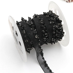 kavatar  wholesale new Handmade Bead lace Embroidered Tulle Trim wedding with Accessories Beads Crystals & Rhinestones