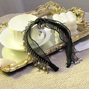 Korean version of women's beads wide lace party party fashionable hair band, hair accessories