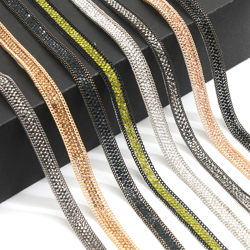 wholesale hot fix tape with rhinestone hot fix trimming chain glitter trim for DIY garment dresses Accessories