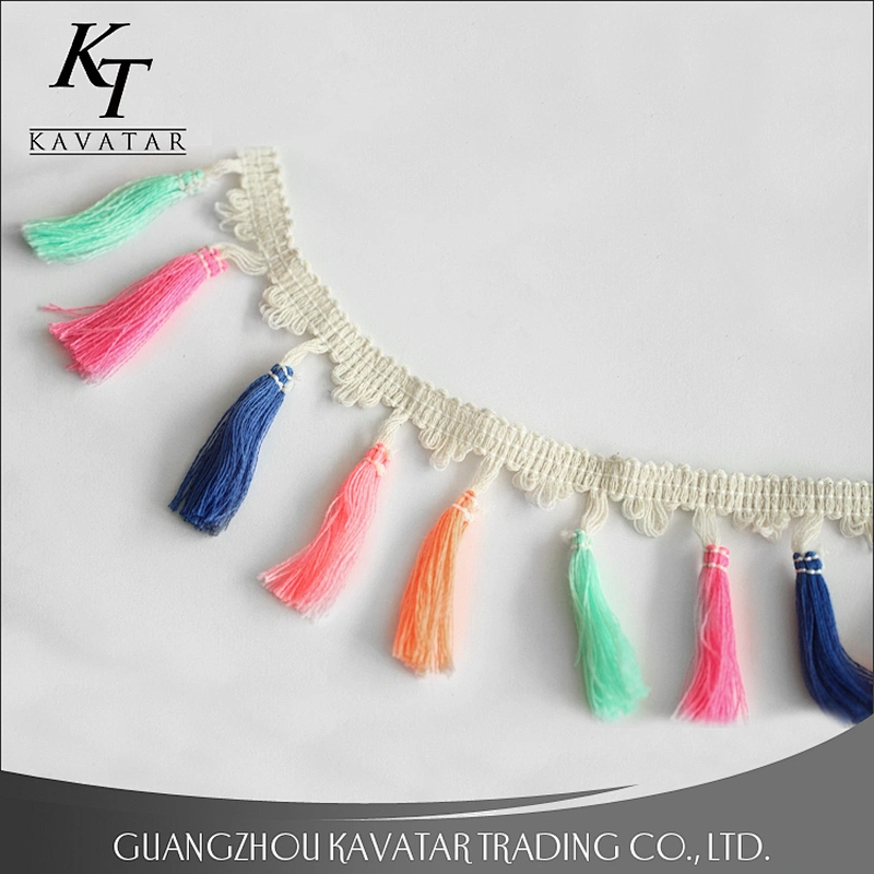 Kavatar Custom Colorful Wholesale Silk Tassel Fringe Trimming