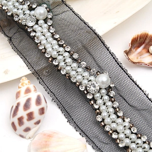 kavatar  wholesale new Handmade Bead lace Embroidered Tulle Trim wedding with Accessories Beads Crystals & Rhinestones