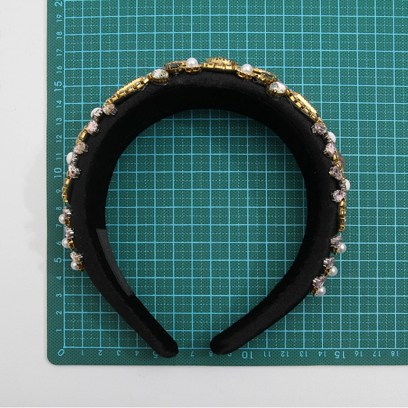 wholesale Hair Decoration Velour Crystal And Rhinestone Cup chain Decorated hair accessories Hairbands WOMEN HEADBAND