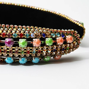 Manufacturers direct colorful beads with blue pearl headband bride with hand sewing Acrylic beads with the latest style bling
