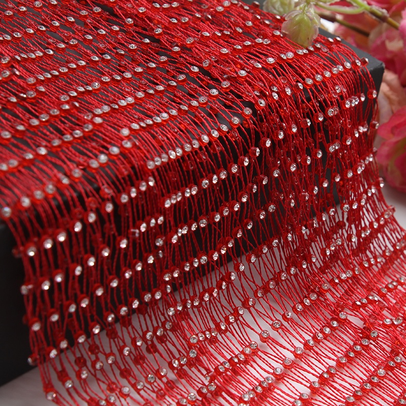 Wholesale Rhinestone stretchy Mesh roll Fabric crystal mesh fabric trimming design for dress shoes clothing