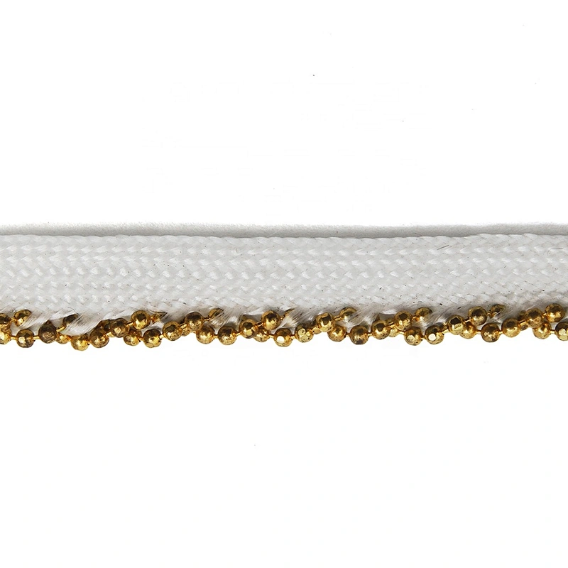 Wholesale Chain lace trim beaded 0.8 cm Sew-On lace trim Lace trimmings for clothes  Accessories Copper