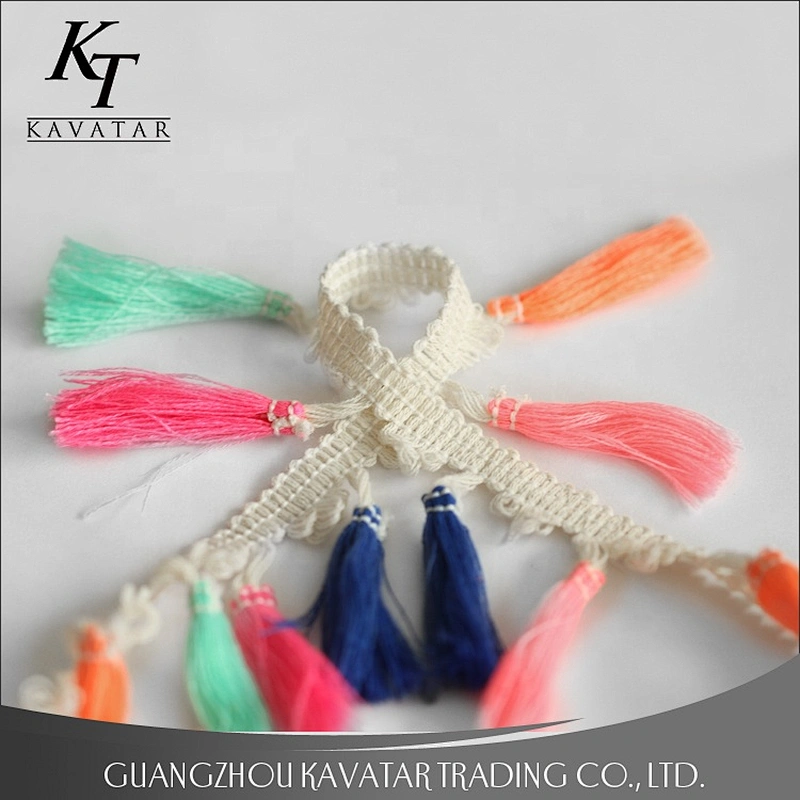 Kavatar Custom Colorful Wholesale Silk Tassel Fringe Trimming