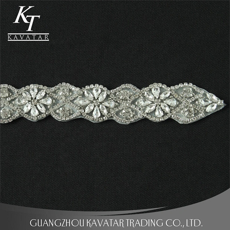 Kavatar Custom Design Embroidered Wedding Beaded Rhinestone Applique Patches